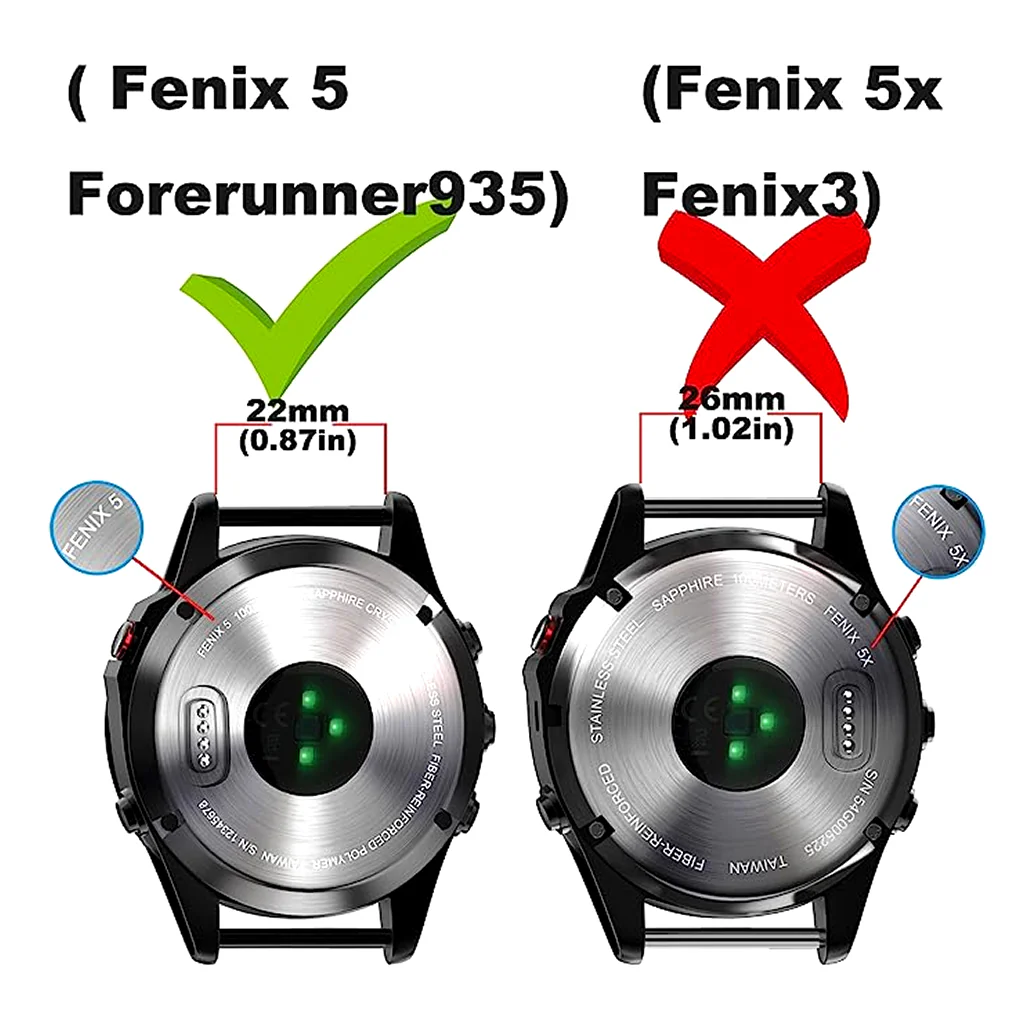 TECPHILE Garmin Fenix 5 Quick Fit 22mm Silicone Watch Strap - Image 15