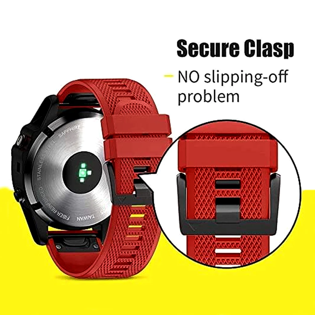 TECPHILE Garmin Fenix 5 Quick Fit 22mm Silicone Watch Strap - Image 19