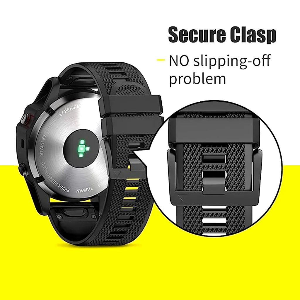 TECPHILE Garmin Fenix 5 Quick Fit 22mm Silicone Watch Strap - Image 3