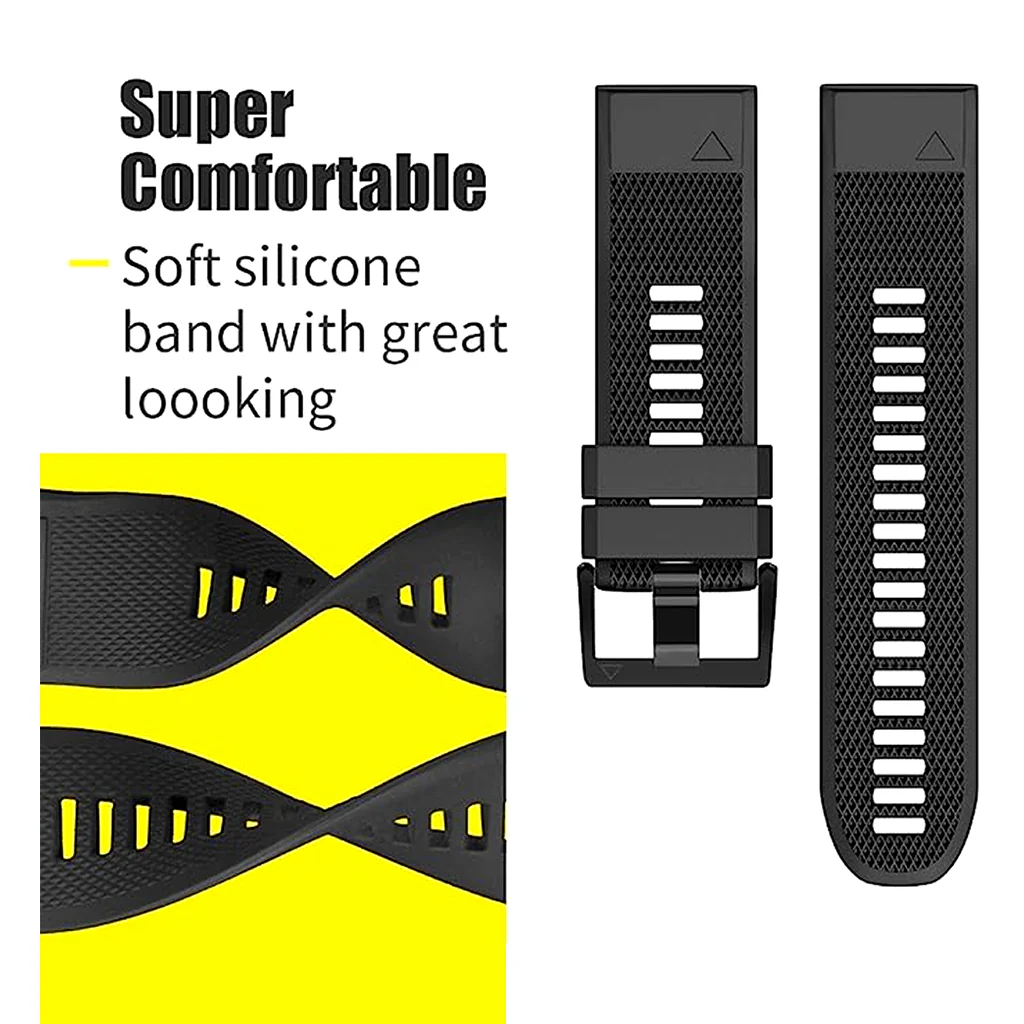 TECPHILE Garmin Fenix 5 Quick Fit 22mm Silicone Watch Strap - Image 9