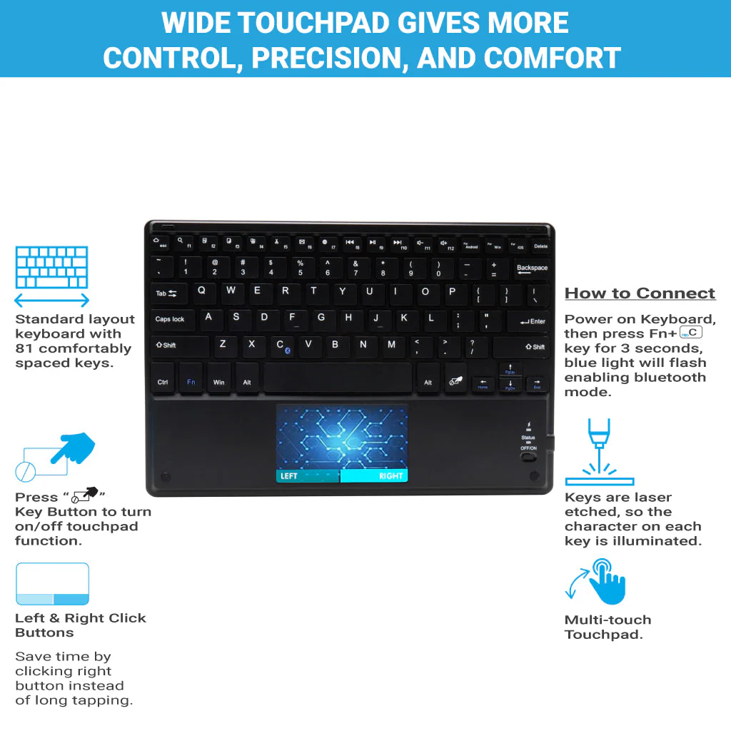 TECPHILE - HB092C Wireless Keyboard - Image 2