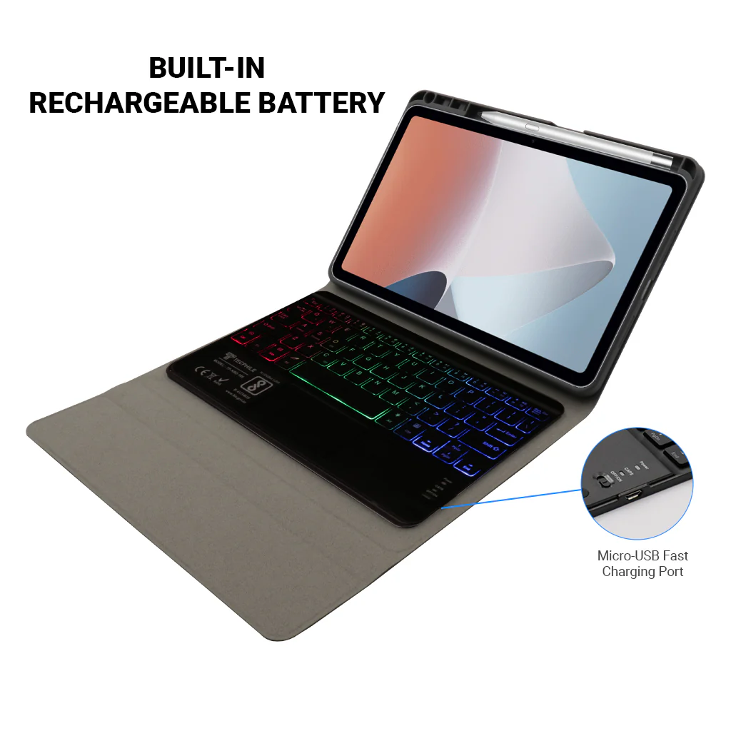 TECPHILE - HK-OP103T Wireless Keyboard Case for Oppo Pad Air - Image 9