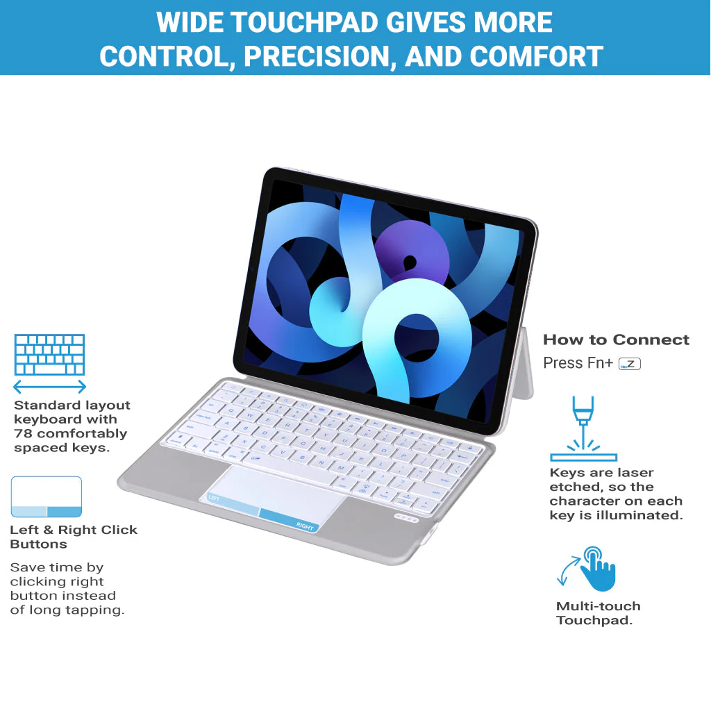 TECPHILE - J3125-6D Wireless Keyboard Case for iPad Air(Demo Unit) - Image 12