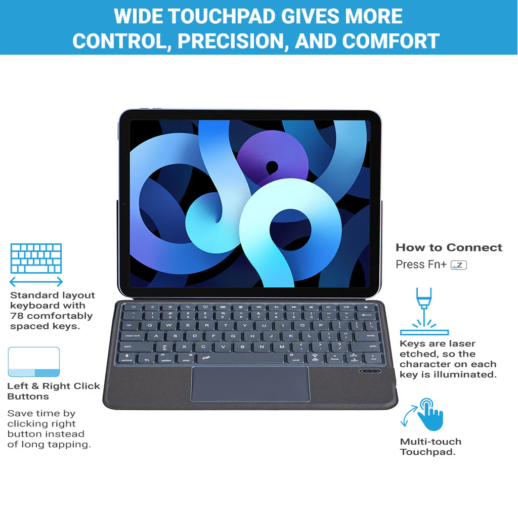 TECPHILE - J3125-6D Wireless Keyboard Case for iPad Air(Demo Unit) - Image 3