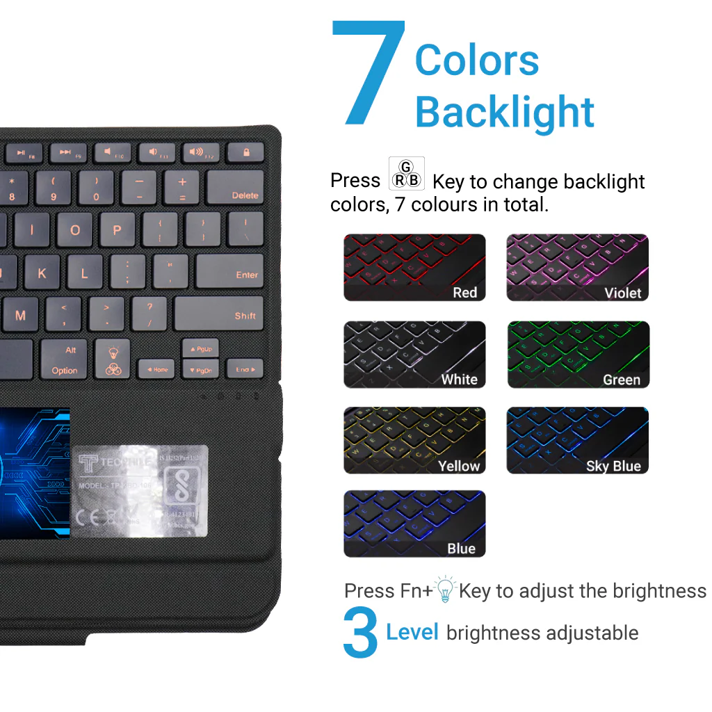 TECPHILE - J3129D Wireless Keyboard Case for iPad Pro 12.9 - Image 2