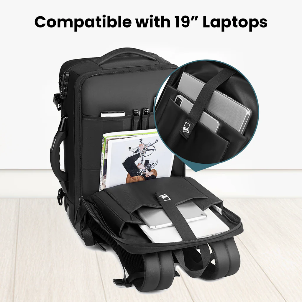 TECPHILE - JL152E Airpack Travel Vacuum Backpack Laptop Bag for Men 30-60L Expandable - Image 14