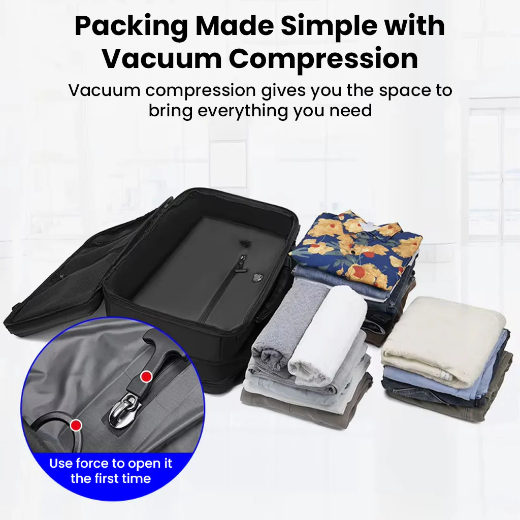 TECPHILE - JL152E Airpack Travel Vacuum Backpack Laptop Bag for Men 30-60L Expandable - Image 4