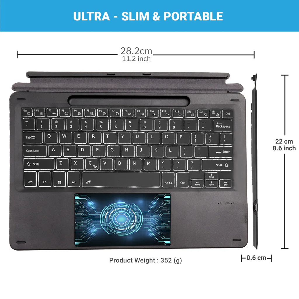 TECPHILE - K17 Pro Wireless Magnetic Keyboard for Surface Pro 11/X/9/8 - Image 5
