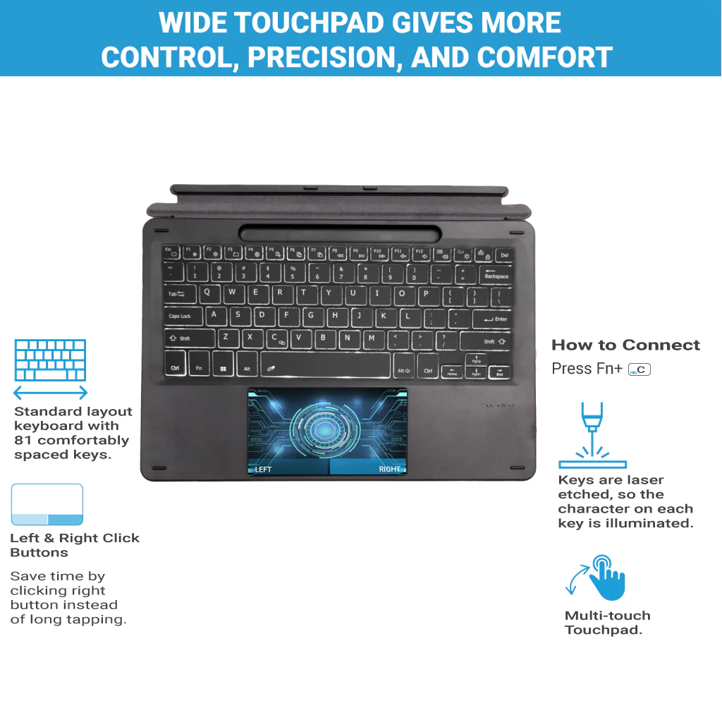TECPHILE - K17 Pro Wireless Magnetic Keyboard for Surface Pro 8/9/X (Demo Unit) - Image 2