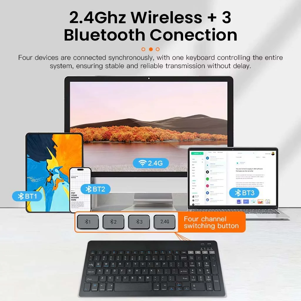 KB2858 - Multi-Device Wireless Keyboard and Mouse Combo - Image 2