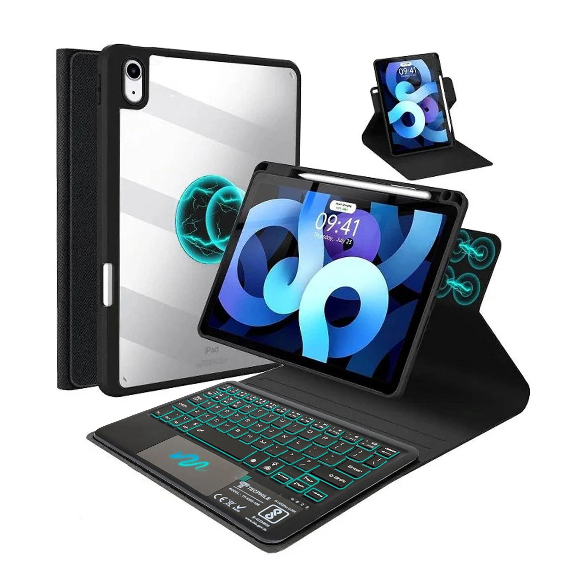 HD209T iPad 10th Gen Keyboard Case 360° Rotating & Transparent