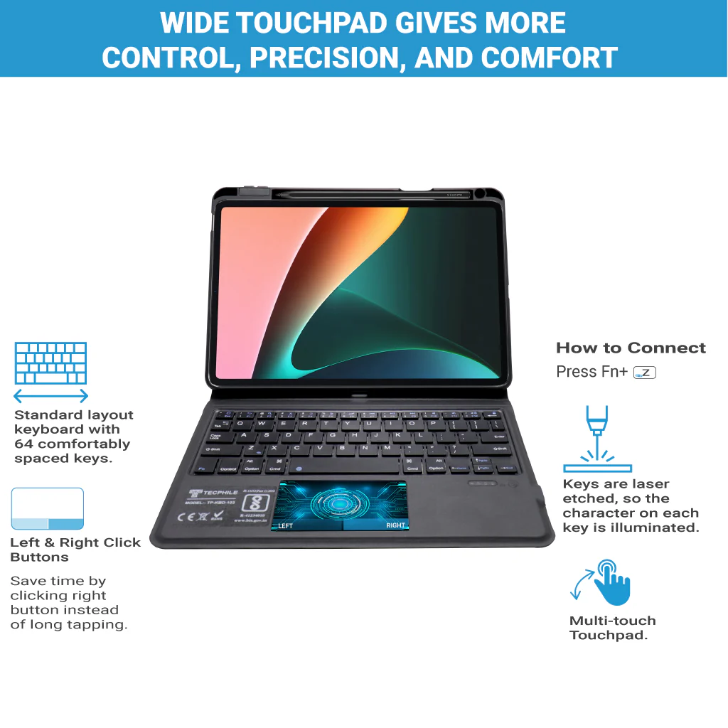 TECPHILE - keyboard Case for Xiaomi Pad 5/5 Pro - Image 2