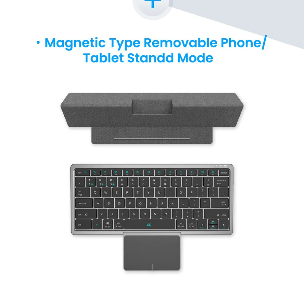 TECPHILE - KF8700 Wireless Keyboard with Foldable Case - Image 5