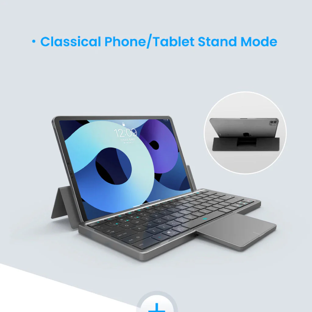 TECPHILE - KF8700 Wireless Keyboard with Foldable Case - Image 7
