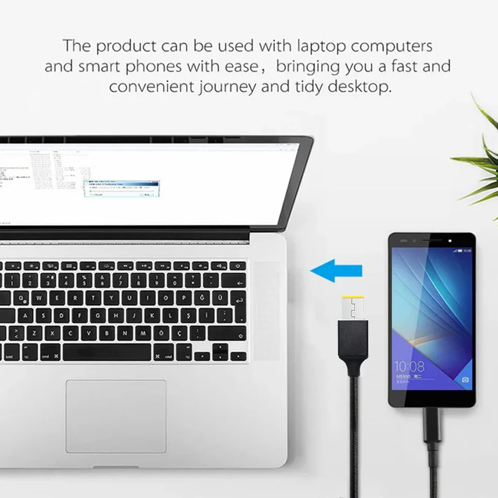 TECPHILE 100W PD Charging Nylon Cable for Lenovo Laptop - Image 10