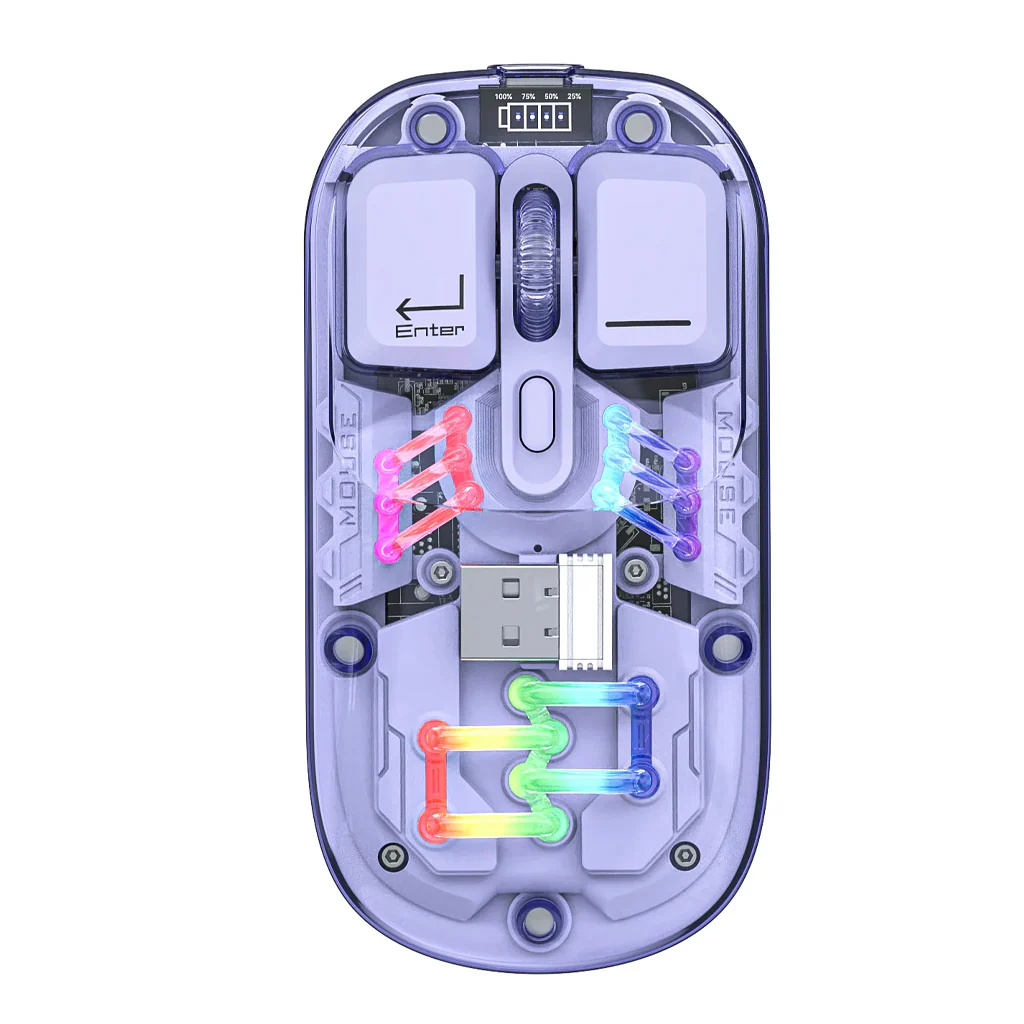 TECPHILE - M111 Transparent Dual Mode Wireless Bluetooth Mouse
