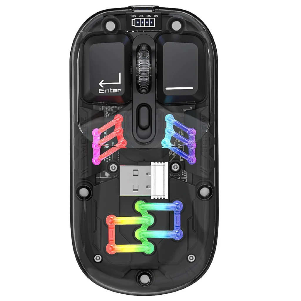 TECPHILE - M111 Transparent Dual Mode Wireless Bluetooth Mouse - Image 11