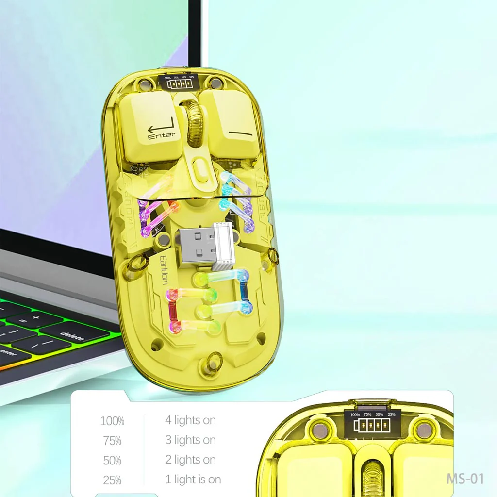 TECPHILE - M111 Transparent Dual Mode Wireless Bluetooth Mouse - Image 18