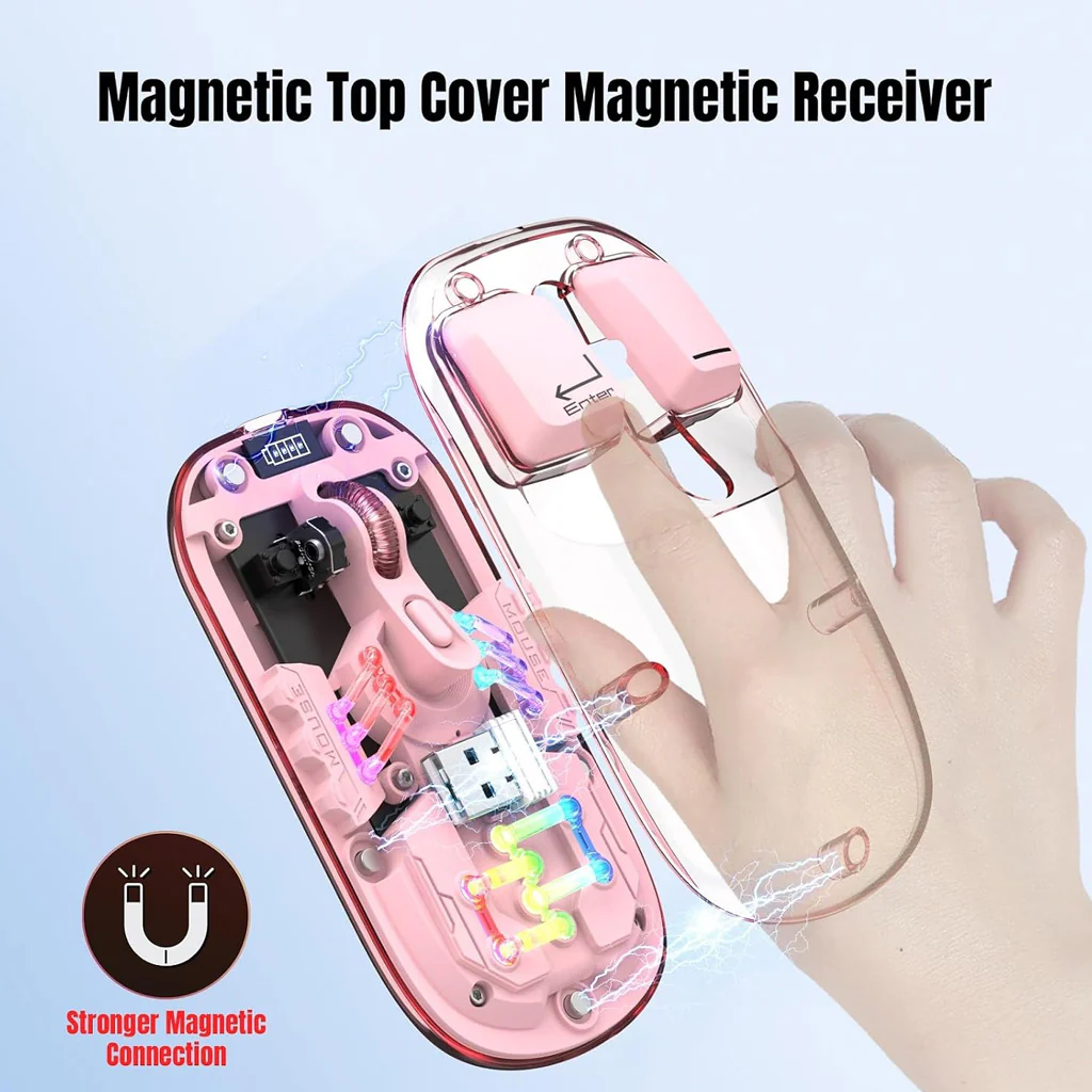 TECPHILE - M111 Transparent Dual Mode Wireless Bluetooth Mouse - Image 22