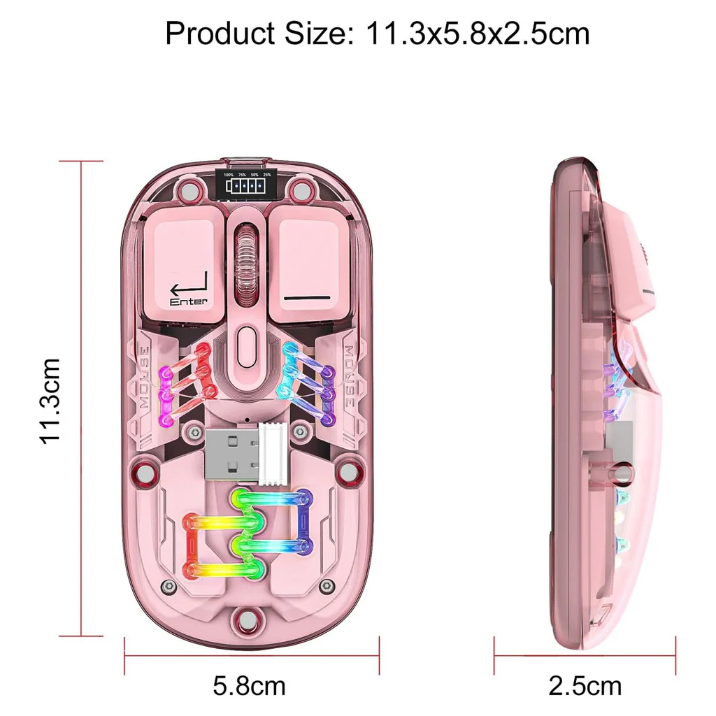 TECPHILE - M111 Transparent Dual Mode Wireless Bluetooth Mouse - Image 25