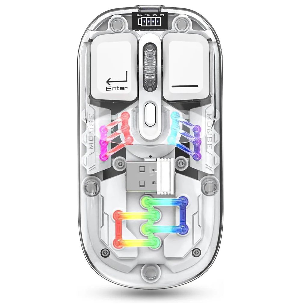 TECPHILE - M111 Transparent Dual Mode Wireless Bluetooth Mouse - Image 26