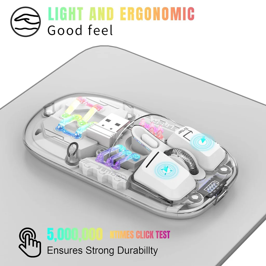 TECPHILE - M111 Transparent Dual Mode Wireless Bluetooth Mouse - Image 28
