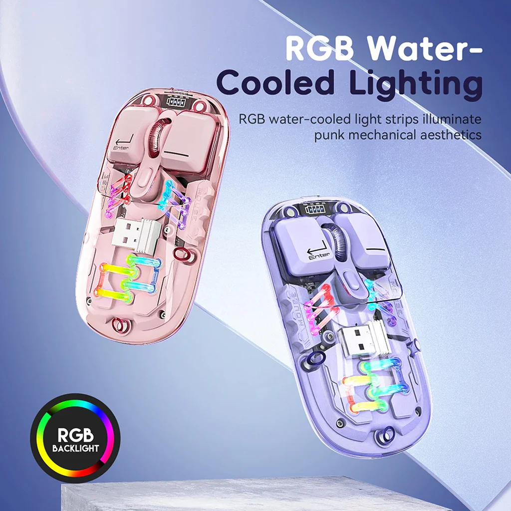 TECPHILE - M111 Transparent Dual Mode Wireless Bluetooth Mouse - Image 3