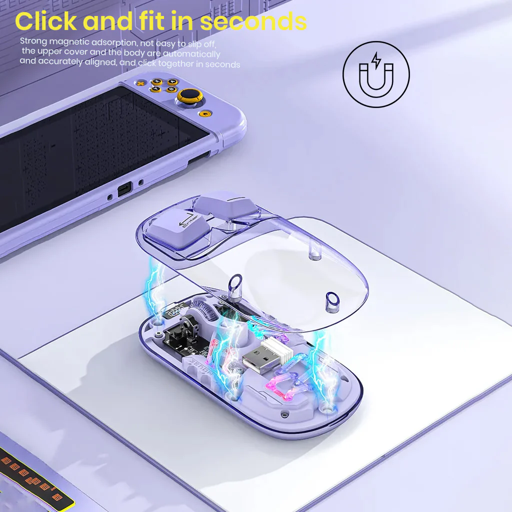 TECPHILE - M111 Transparent Dual Mode Wireless Bluetooth Mouse - Image 7