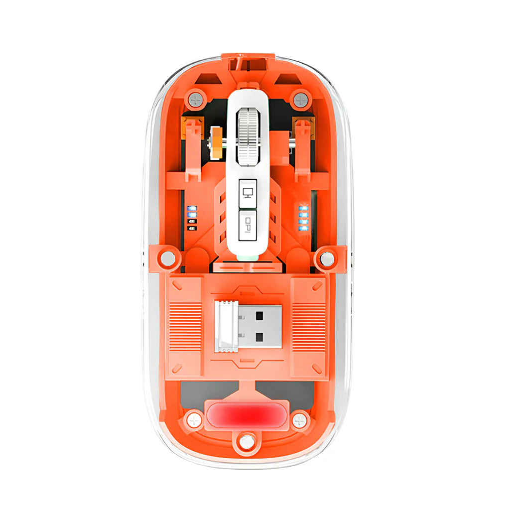 TECPHILE M133 Transparent Wireless RGB Mouse, Tri-Mode Connectivity - Image 2