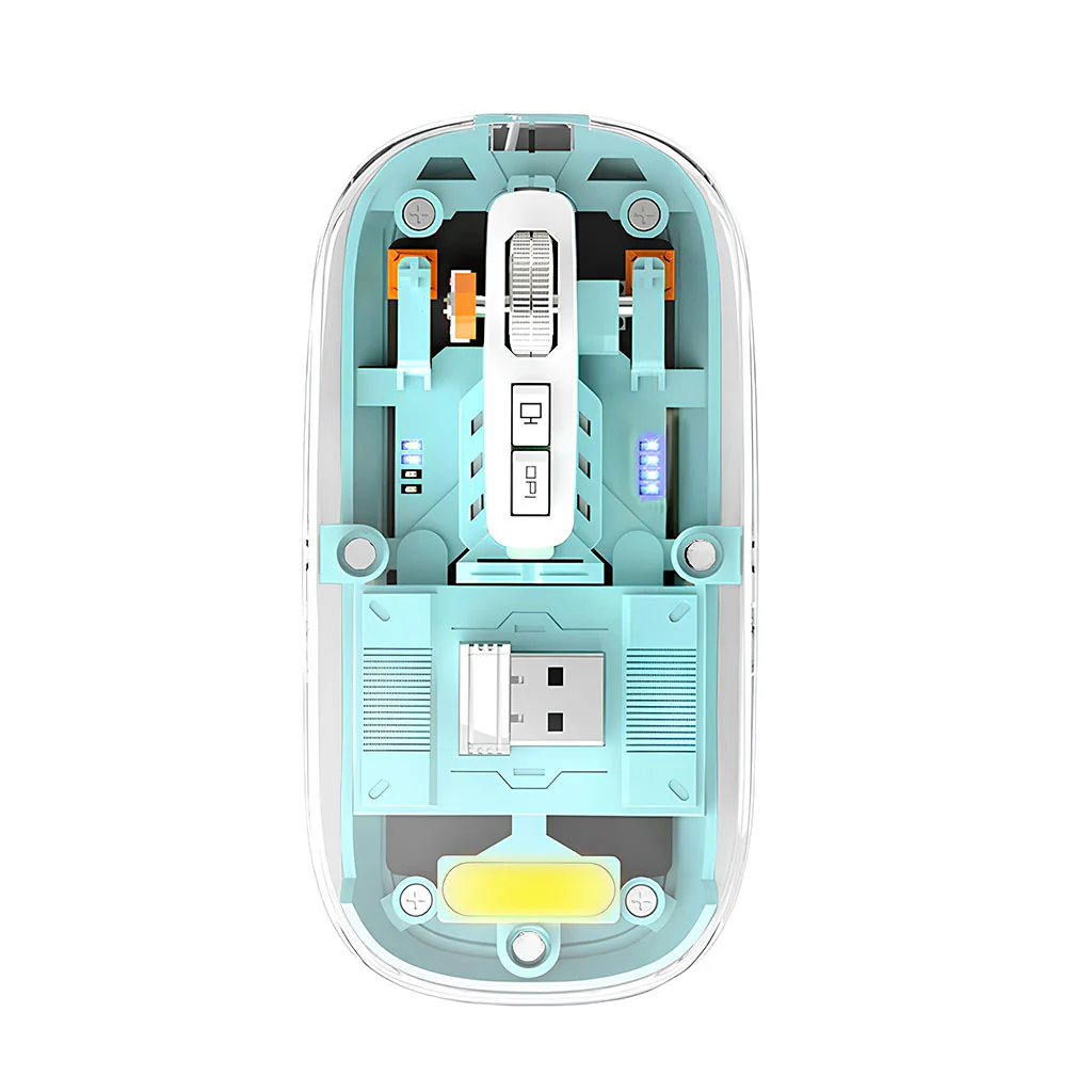 TECPHILE M133 Transparent Wireless RGB Mouse, Tri-Mode Connectivity - Image 5