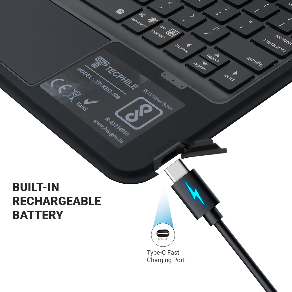 TECPHILE - P109 Magnetic Wireless Keyboard Case for iPad - Image 17