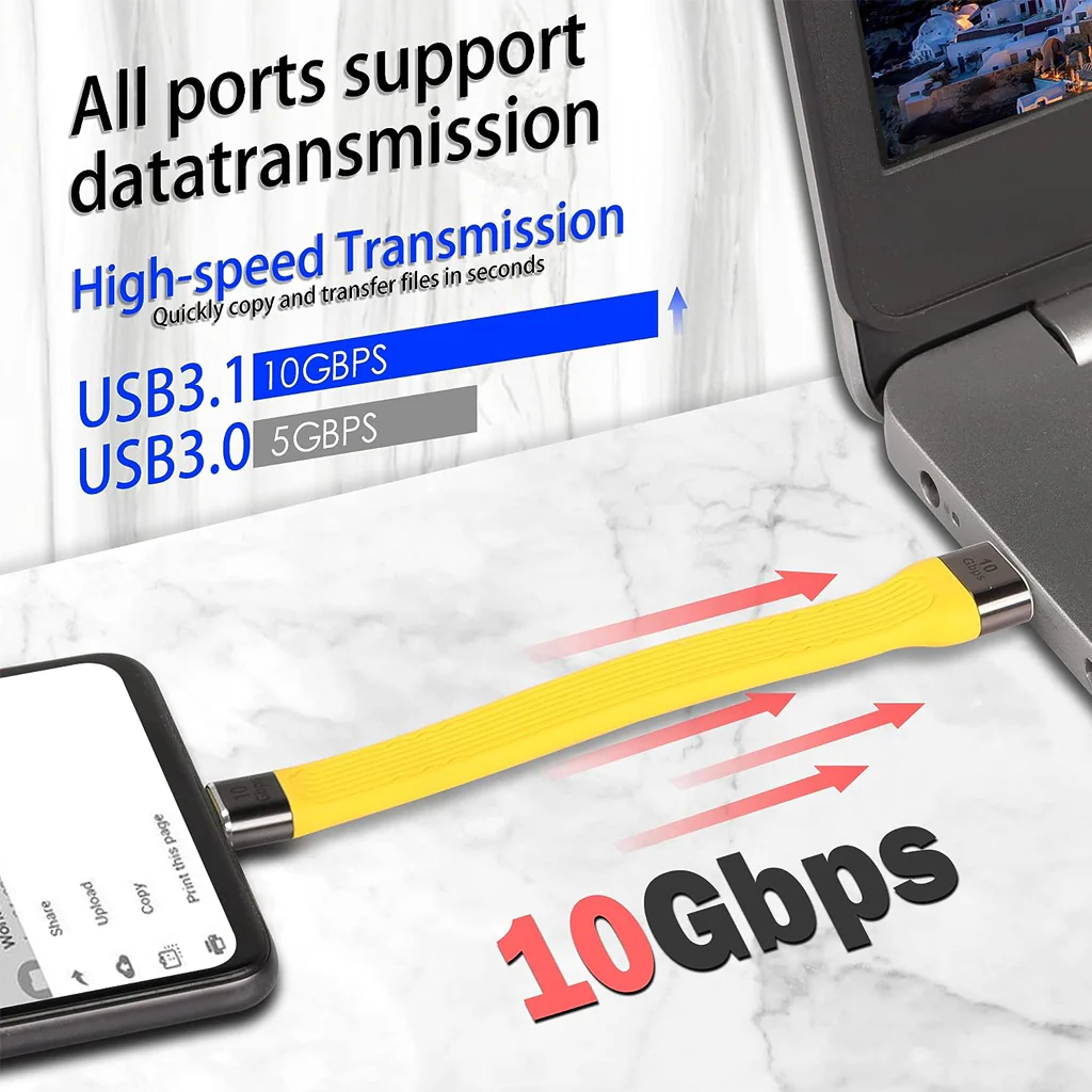 TECPHILE - PD100W 10Gbps USB A to Type C Male FPC Cable - Image 3