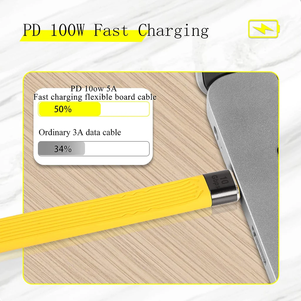TECPHILE - PD100W 10Gbps USB A to Type C Male FPC Cable - Image 5