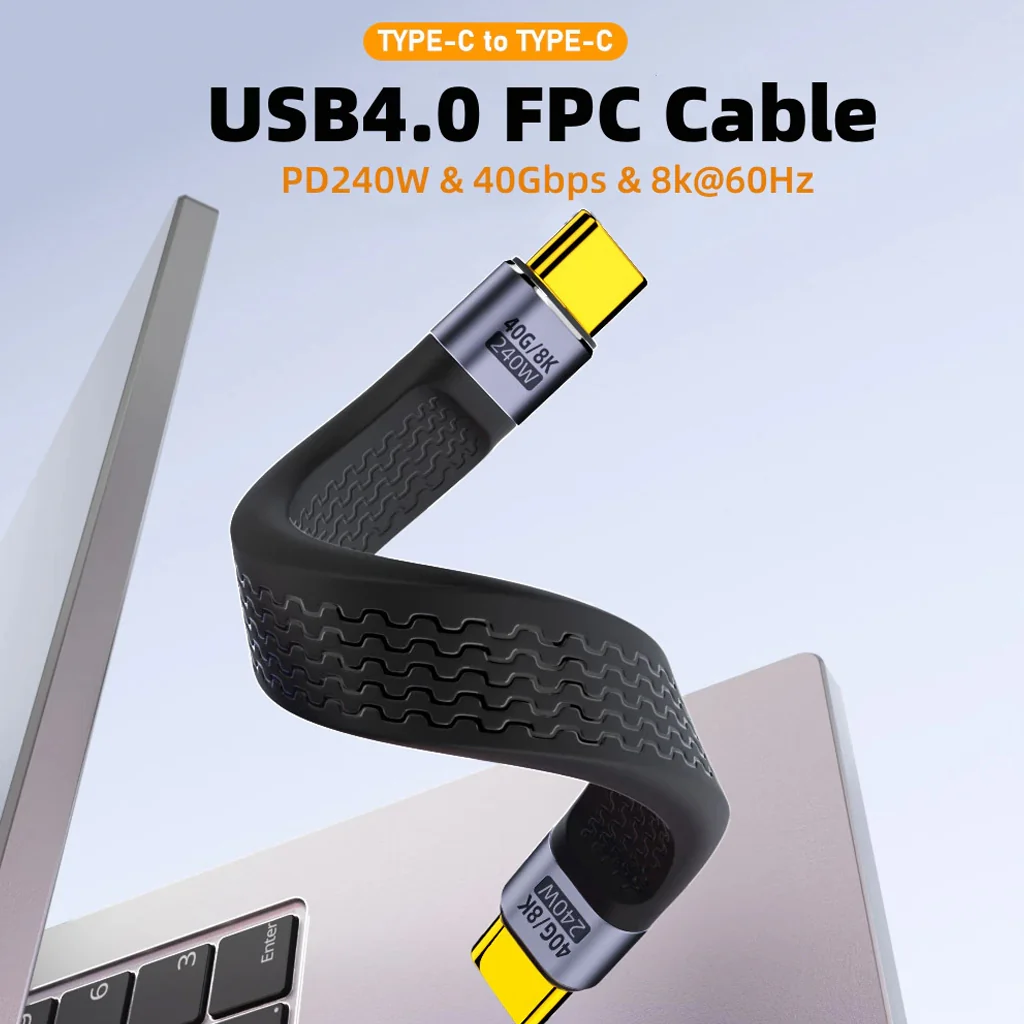 TECPHILE - PD240W 40Gbps Type C Male to Type C  Male FPC Cable - Image 3