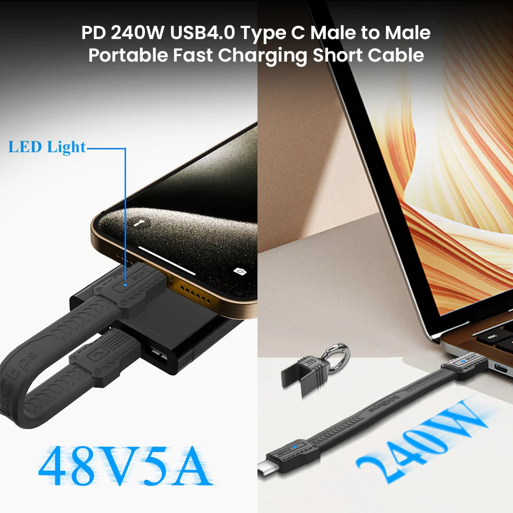 TECPHILE - PD240W 80Gbps Type C Male to Type C Male FPC Cable (13CM) - Image 3