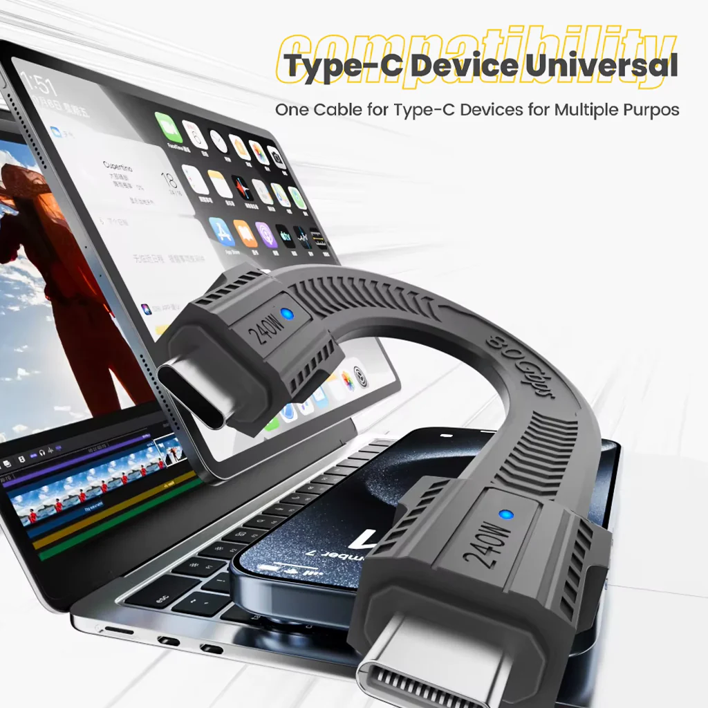TECPHILE - PD240W 80Gbps Type C Male to Type C Male FPC Cable (13CM) - Image 9