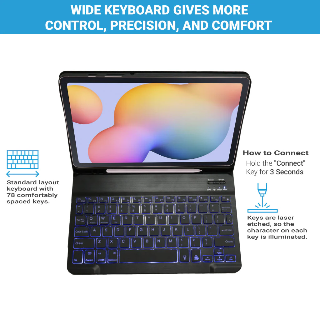 TECPHILE - PS-P610D Wireless Keyboard Case for Samsung Tab S6 Lite - Image 2