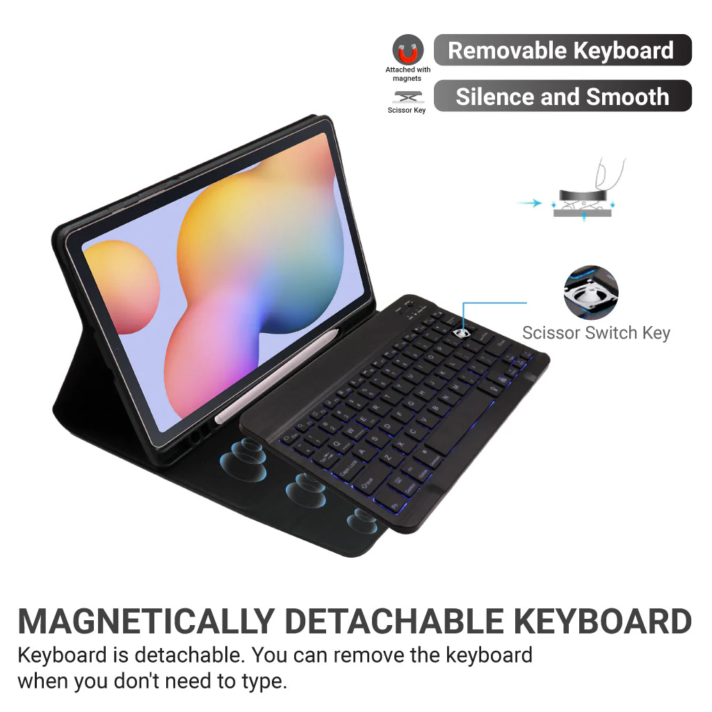 TECPHILE - PS-P610D Wireless Keyboard Case for Samsung Tab S6 Lite - Image 4