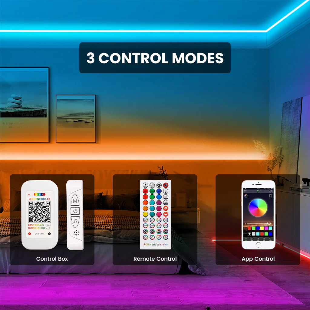 TECPHILE RGB 4 Pin Four Port Smart Strip Light Controller with Remote - Image 2