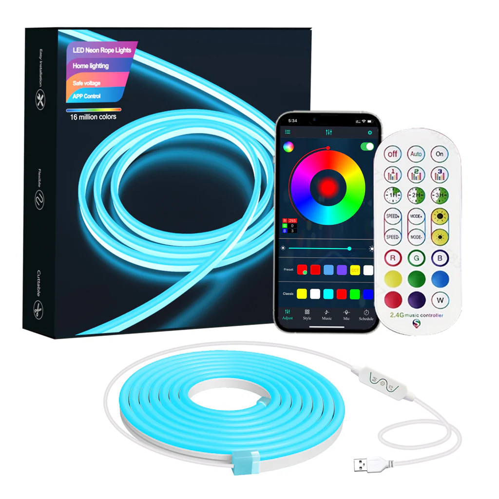 TECPHILE - RGB LED Neon Rope Lights with 5V Adapter - Image 14