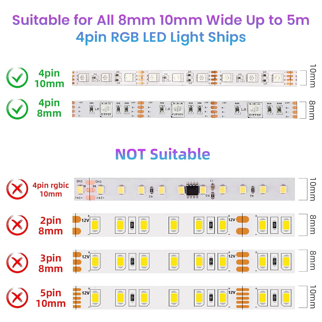 TECPHILE RGB LED Smart 4 Pin Dual Strip Light Controller with Remote - Image 5