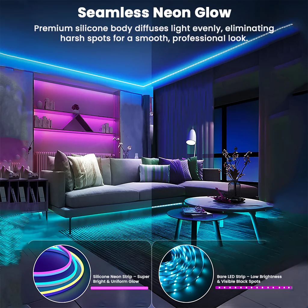 TECPHILE RGBIC Neon LED Strip Light  5V Adapter - Image 14
