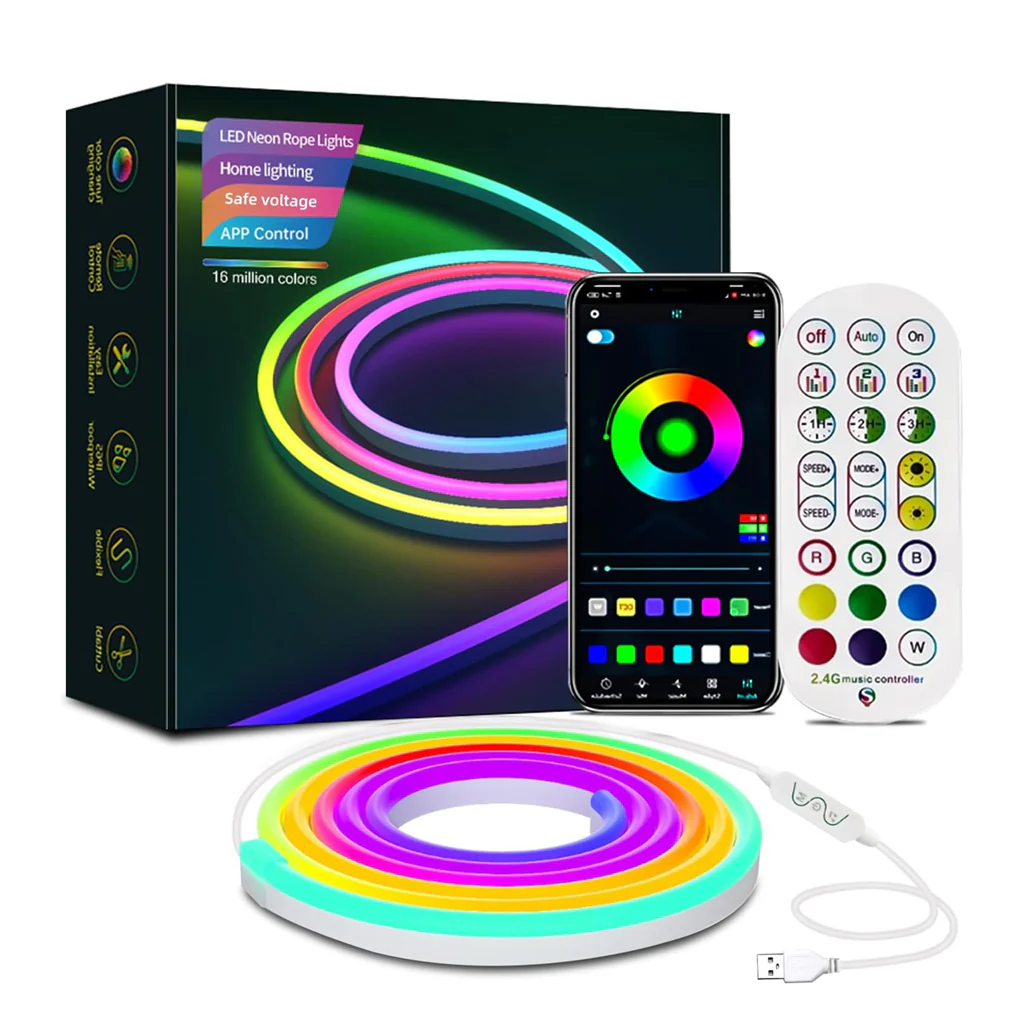 TECPHILE RGBIC Neon LED Strip Light  5V Adapter - Image 16