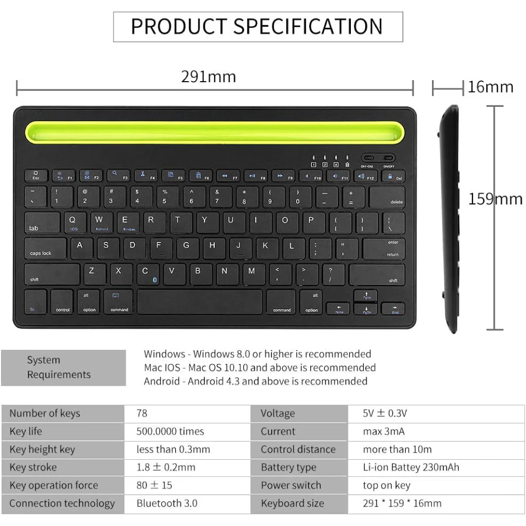 TECPHILE - RK908 Wireless Muti-device Keyboard - Image 17