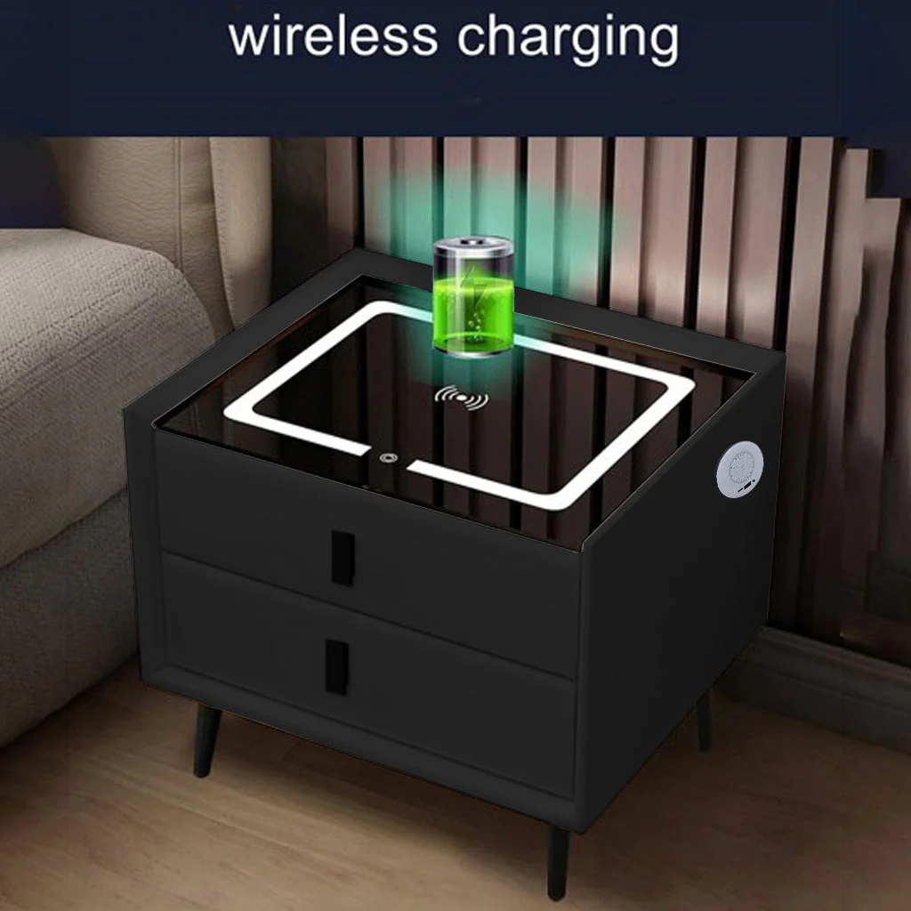 TECPHILE - Smart Side Table with Wireless Charging Station (Nightstand) - Image 11
