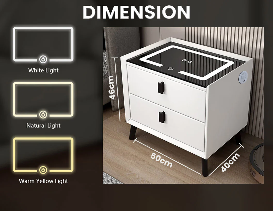 TECPHILE - Smart Side Table with Wireless Charging Station (Nightstand) - Image 18