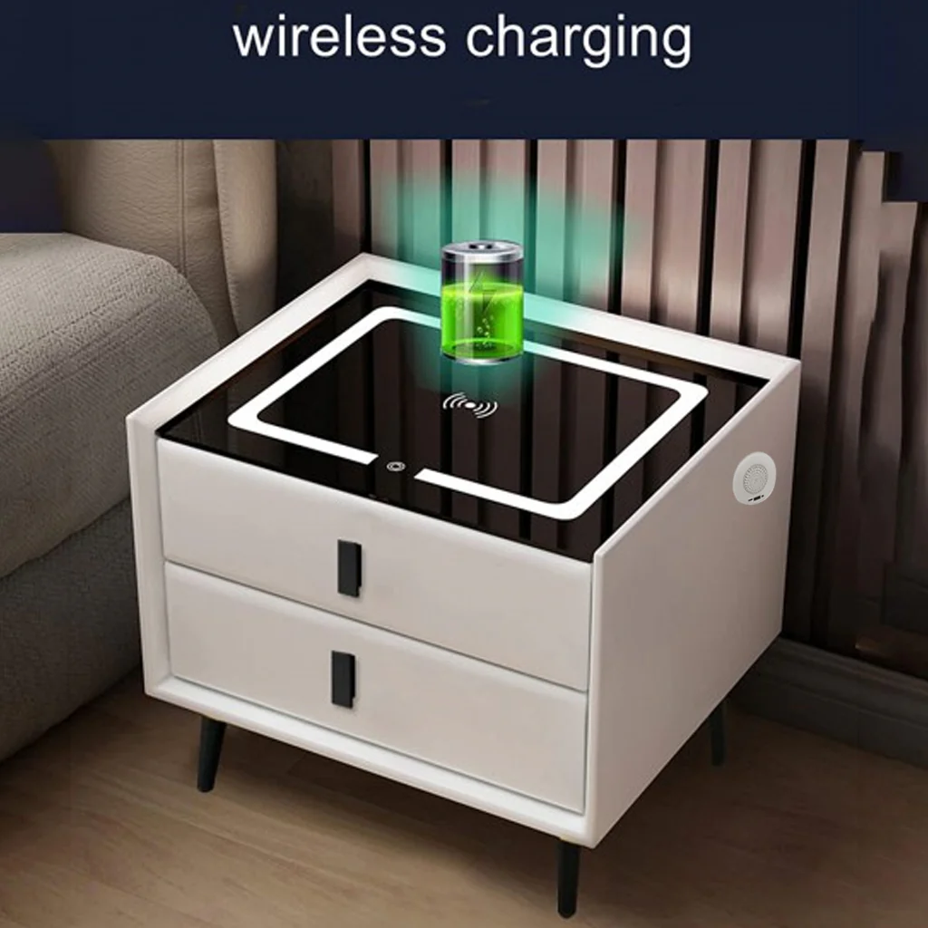 TECPHILE - Smart Side Table with Wireless Charging Station (Nightstand) - Image 2