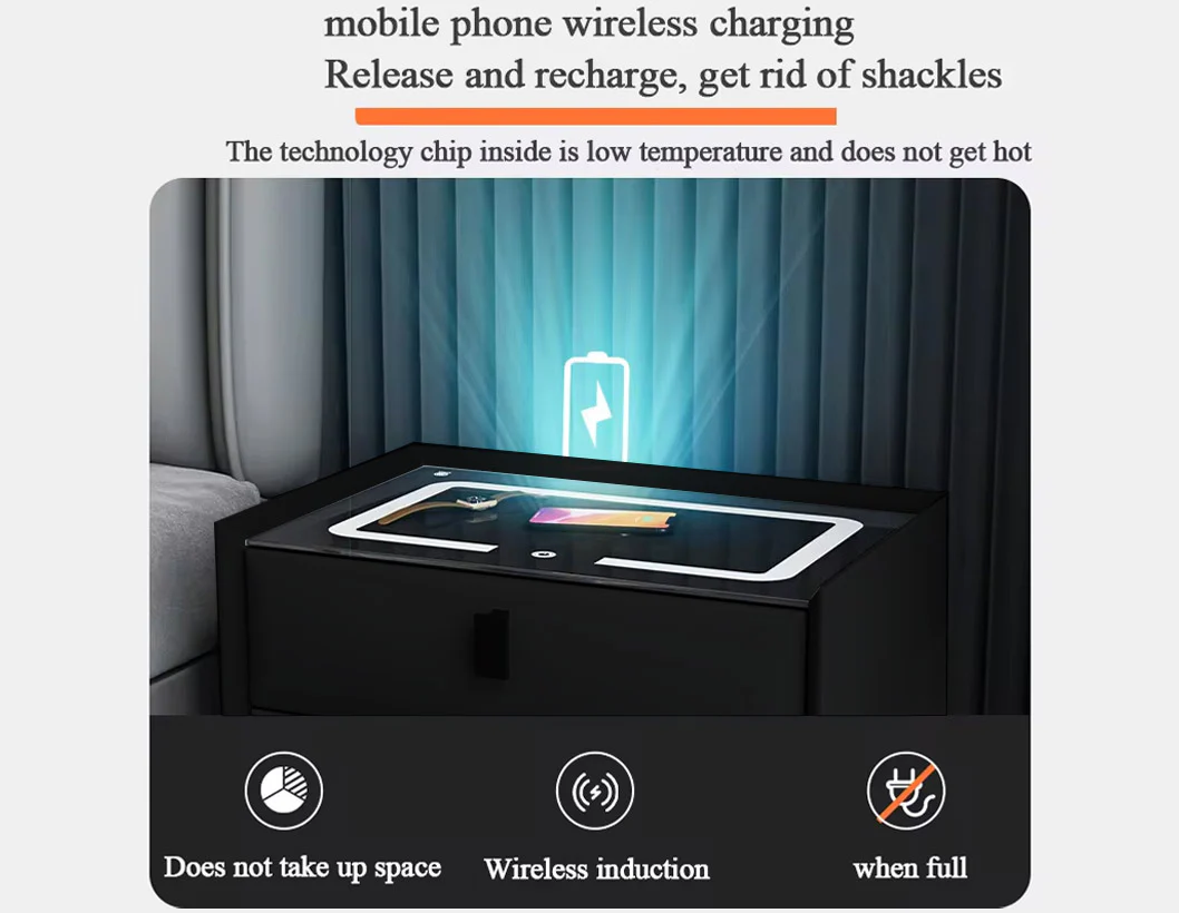 TECPHILE - Smart Side Table with Wireless Charging Station (Nightstand) - Image 23