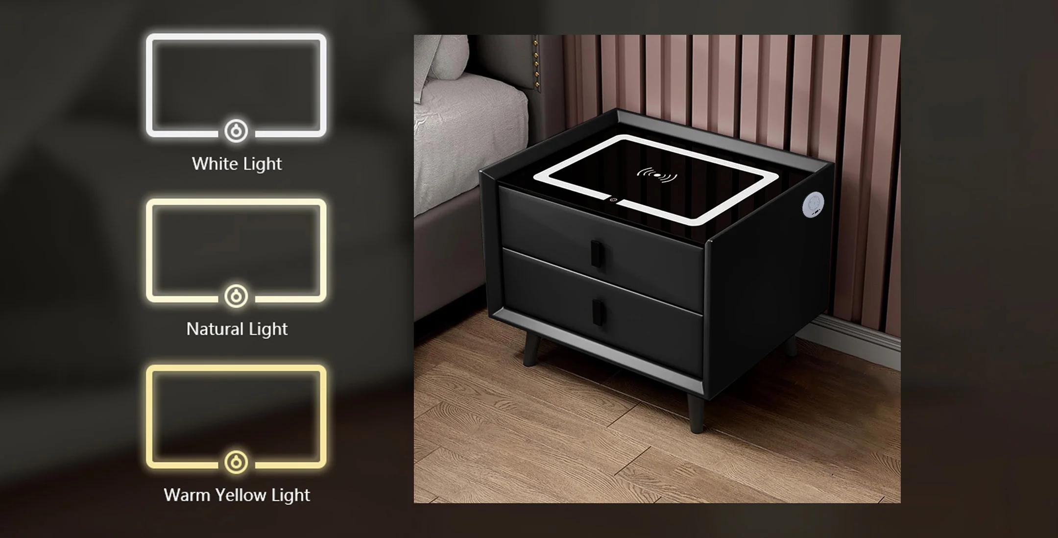 TECPHILE - Smart Side Table with Wireless Charging Station (Nightstand) - Image 26