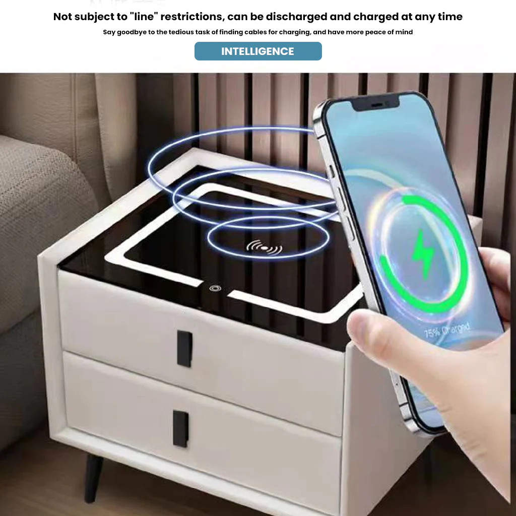 TECPHILE - Smart Side Table with Wireless Charging Station (Nightstand) - Image 7